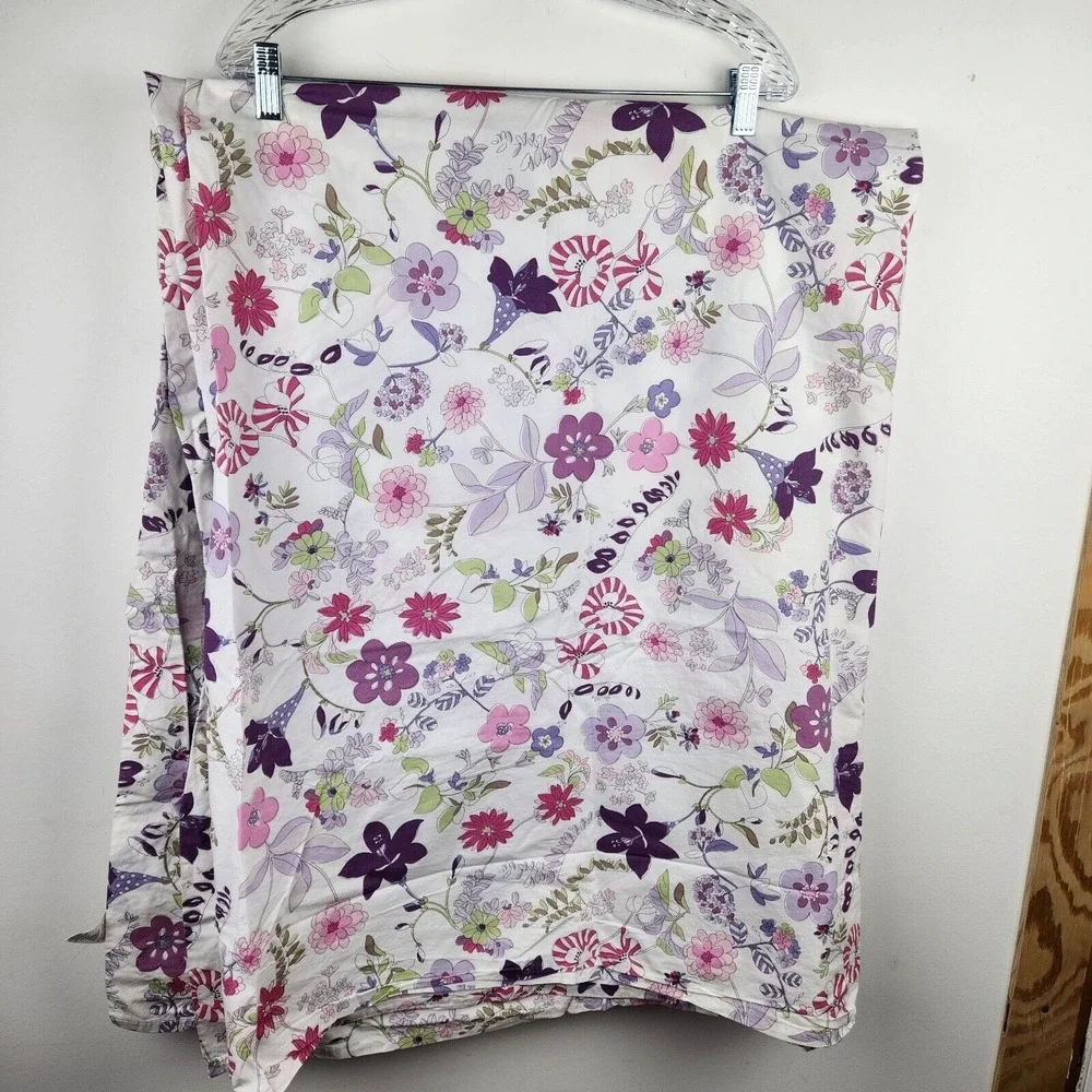 Pottery Barn Kids Garden Party Purple Twin Flat Sheet Paisley Floral Multicolor‎